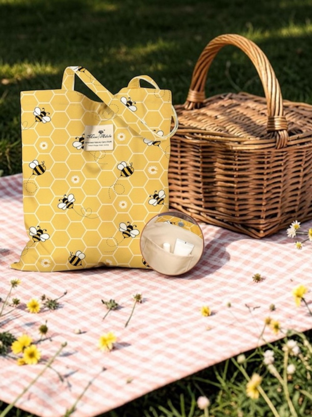 Cotton floral bee Tote NEW - Picture 2 of 5